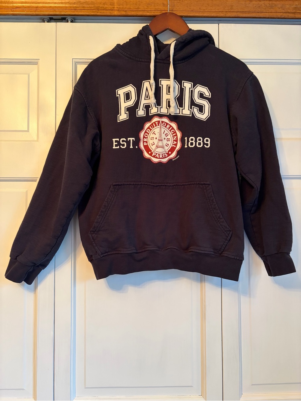 France Authentique Paris Pullover Hoodie Sweatshirt Sz M 100% Cotton Preshrunk